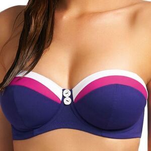 Freya Revival Indigo Blue Rio Wide Tab‎ Underwire Bandeau Bikini Top Size 30D